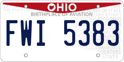 OH license plate FWI5383