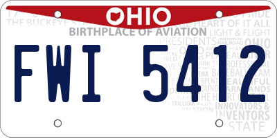 OH license plate FWI5412