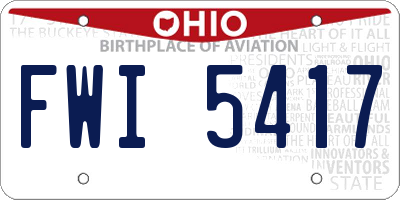 OH license plate FWI5417