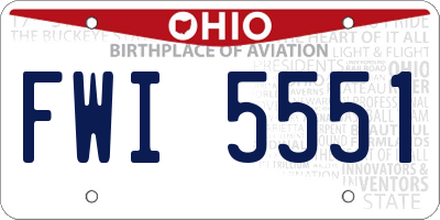 OH license plate FWI5551
