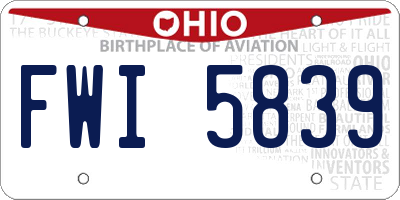 OH license plate FWI5839