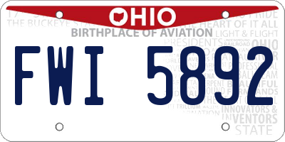 OH license plate FWI5892