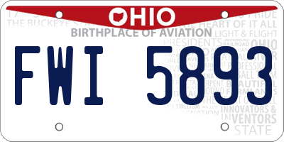 OH license plate FWI5893
