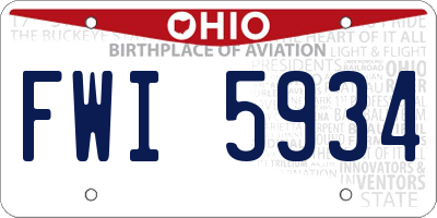 OH license plate FWI5934