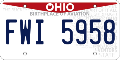 OH license plate FWI5958