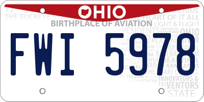 OH license plate FWI5978