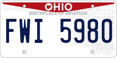 OH license plate FWI5980