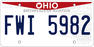 OH license plate FWI5982