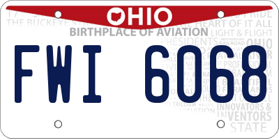 OH license plate FWI6068