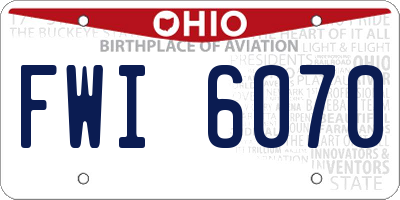 OH license plate FWI6070
