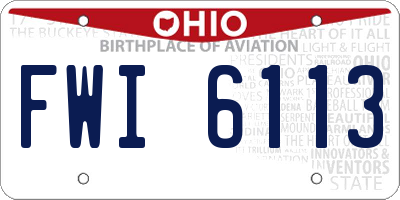 OH license plate FWI6113