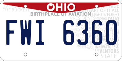 OH license plate FWI6360