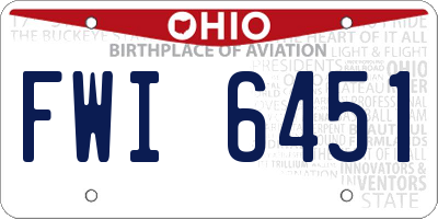 OH license plate FWI6451