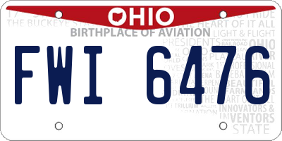 OH license plate FWI6476