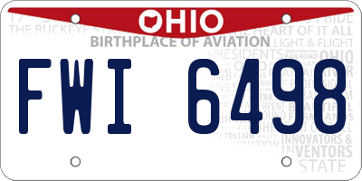OH license plate FWI6498