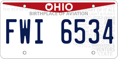 OH license plate FWI6534