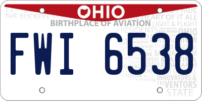 OH license plate FWI6538
