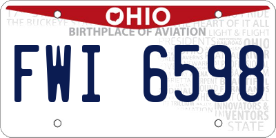 OH license plate FWI6598
