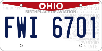 OH license plate FWI6701