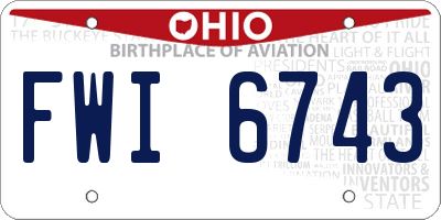 OH license plate FWI6743