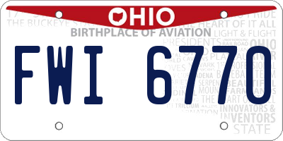 OH license plate FWI6770