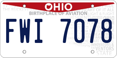 OH license plate FWI7078