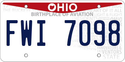 OH license plate FWI7098
