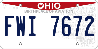 OH license plate FWI7672