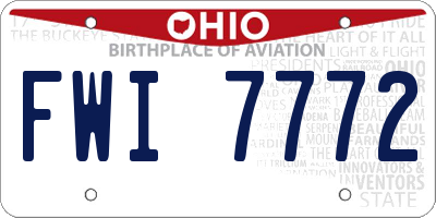 OH license plate FWI7772