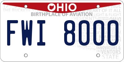 OH license plate FWI8000