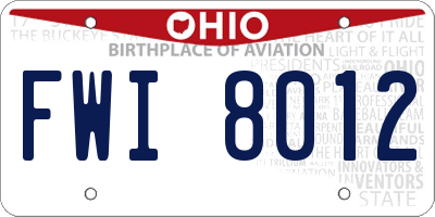 OH license plate FWI8012