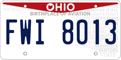 OH license plate FWI8013