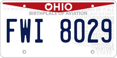OH license plate FWI8029