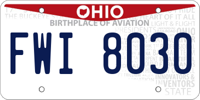 OH license plate FWI8030