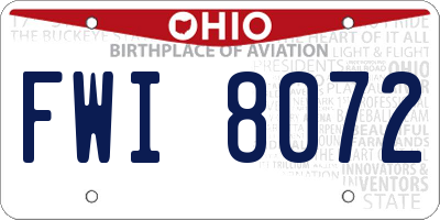 OH license plate FWI8072