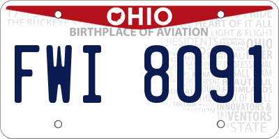 OH license plate FWI8091