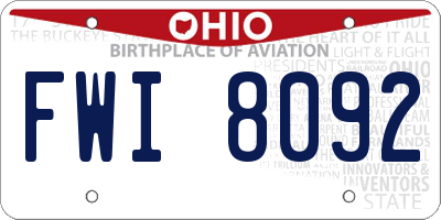 OH license plate FWI8092