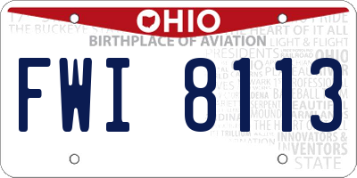 OH license plate FWI8113