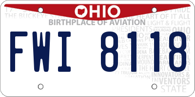 OH license plate FWI8118