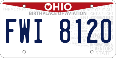 OH license plate FWI8120