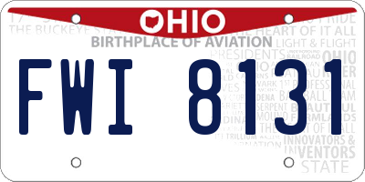 OH license plate FWI8131
