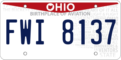 OH license plate FWI8137