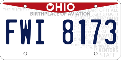 OH license plate FWI8173