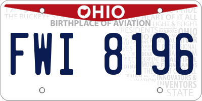 OH license plate FWI8196
