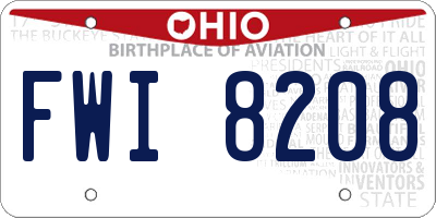 OH license plate FWI8208