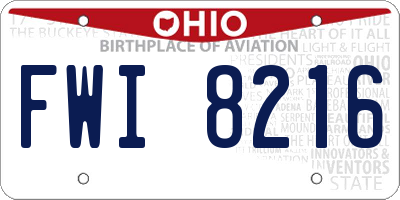 OH license plate FWI8216