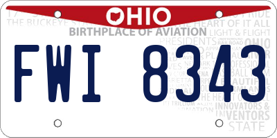 OH license plate FWI8343