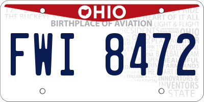 OH license plate FWI8472