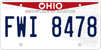 OH license plate FWI8478