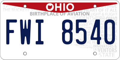 OH license plate FWI8540